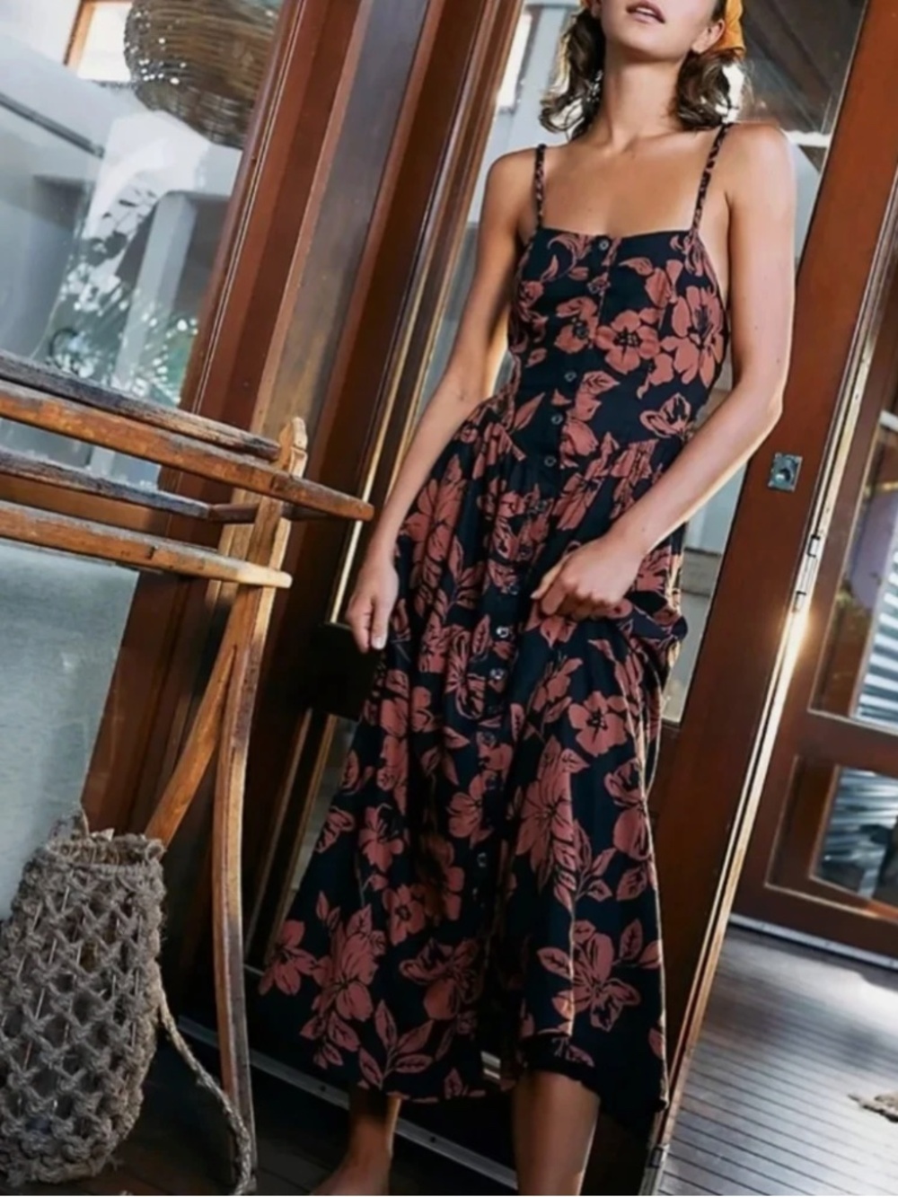Free People The Perfect Sundress Midi Button Down Dress- XS